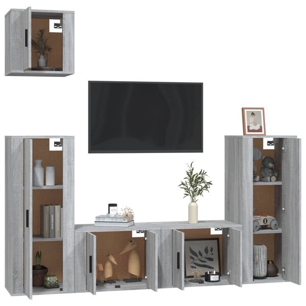vidaXL Ensemble de meubles TV 5 pcs Sonoma gris Bois d'ingénierie