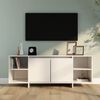 vidaXL Meuble TV blanc brillant 130x35x50 cm bois d'ing&eacute;nierie