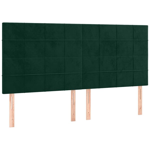 vidaXL T&ecirc;te de lit Vert fonc&eacute; 200x5x118/128 cm Velours