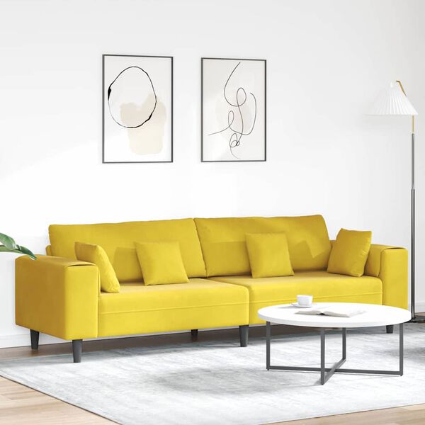 vidaXL Canap&eacute; Jaune 250 x 77 x 76 cm Velours