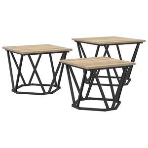 vidaXL Table basse 3 pc Ch&ecirc;ne Sonoma 50 x 50 x 40 cm