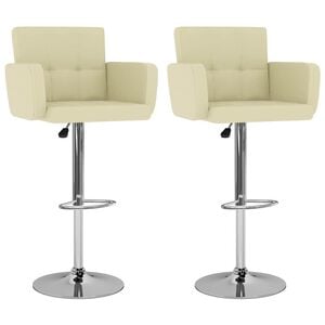 vidaXL Tabourets de bar lot de 2 cr&egrave;me similicuir