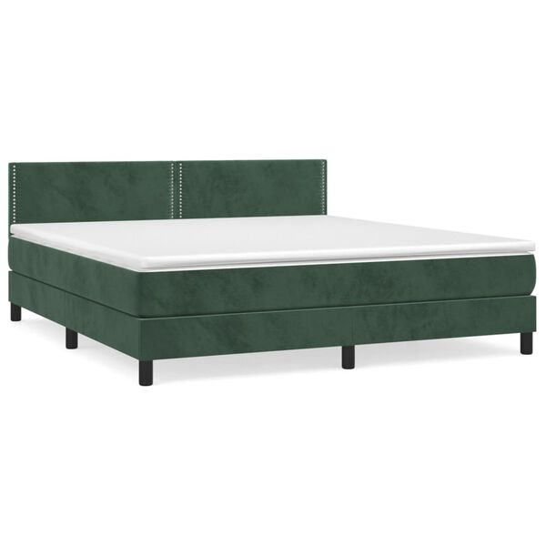 vidaXL Sommier &agrave; lattes de lit et matelas Vert fonc&eacute; 160x200cm Velours