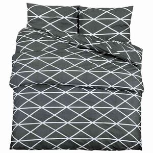 vidaXL Ensemble de housse de couette gris fonc&eacute; et blanc 140x200 cm coton
