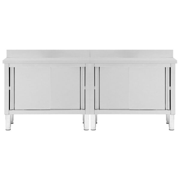 vidaXL Tables avec portes coulissantes 2 pcs 240x50x(95-97) cm Inox