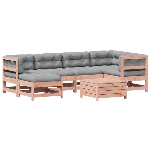 vidaXL Salon de jardin 7 pcs avec coussins bois massif douglas