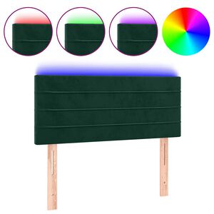 vidaXL T&ecirc;te de lit &agrave; LED Vert fonc&eacute; 90x5x78/88 cm Velours