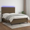 vidaXL Sommier &agrave; lattes de lit matelas et LED Marron fonc&eacute; 140x200 cm