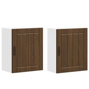 vidaXL Armoires murales de cuisine 2 pcs Lucca en bois d'ing&eacute;nierie ch&ecirc;ne brun