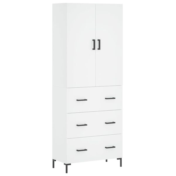 vidaXL Buffet haut Blanc 69,5x34x180 cm Bois d'ing&eacute;nierie
