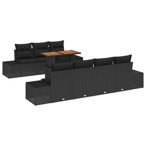 vidaXL Ensemble de canap&eacute; de jardin 8 pcs Noir Poly rotin