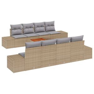 vidaXL Ensemble de canap&eacute; de jardin avec coussin 9 pcs Beige polyrotin
