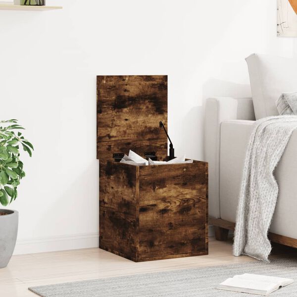vidaXL Bo&icirc;te de rangement ch&ecirc;ne fum&eacute; 40x42x46 cm bois d'ing&eacute;nierie