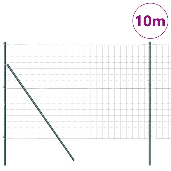 vidaXL Cl&ocirc;ture avec poteau Vert 1,5 x 10 m Acier