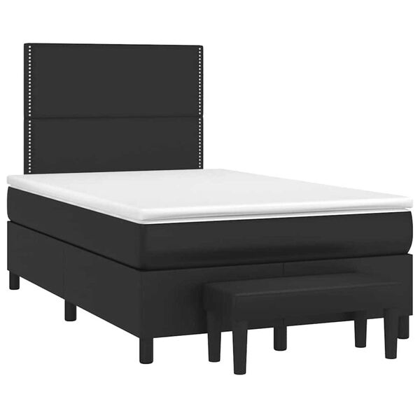 vidaXL Sommier &agrave; lattes de lit avec matelas noir 120x190 cm similicuir