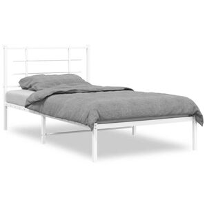 vidaXL Cadre de lit m&eacute;tal sans matelas et t&ecirc;te de lit blanc 100x190 cm