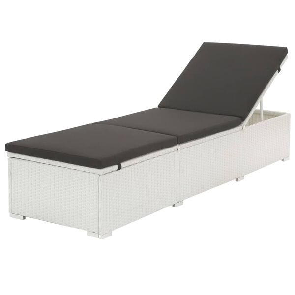vidaXL Chaise longue avec coussin R&eacute;sine tress&eacute;e Blanc