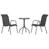 vidaXL Ensemble &agrave; manger de jardin 3 pcs noir acier