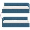 vidaXL Cadre de lit d'angle avec matelas 2 pcs Bleu Velours