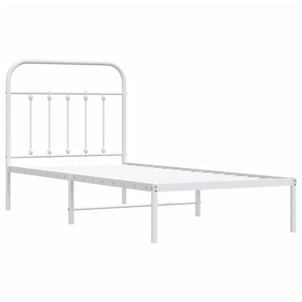 vidaXL Cadre de lit métal sans matelas avec tête de lit blanc 90x190cm