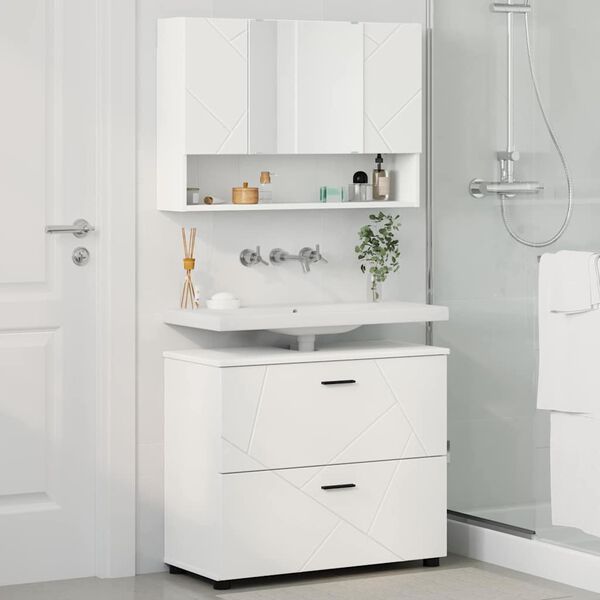 vidaXL Ensemble de mobilier de salle de bain avec tiroir 2 pcs Blanc