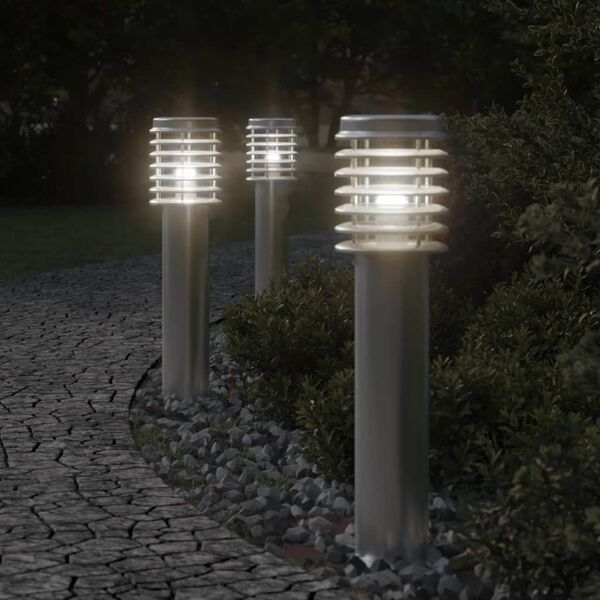 vidaXL Lampadaire d'ext&eacute;rieur argent&eacute; 60 cm acier inoxydable