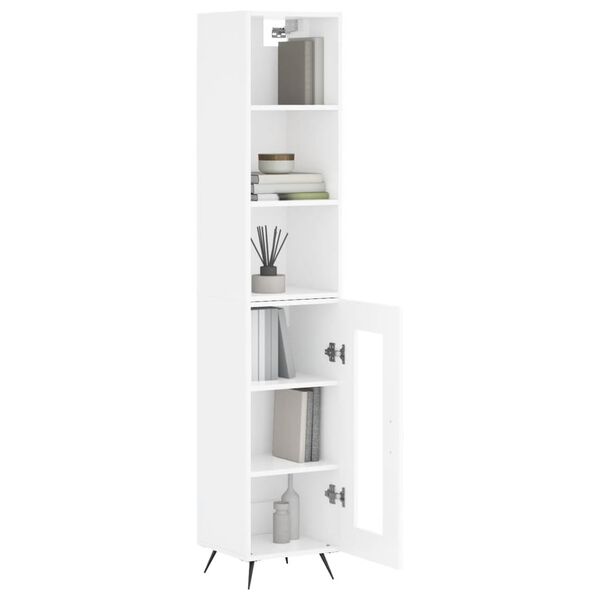vidaXL Buffet haut Blanc brillant 34,5x34x180 cm Bois d'ing&eacute;nierie