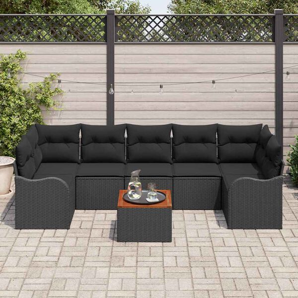 vidaXL Ensemble de canap&eacute; de jardin avec stockage 8 pcs Noir polyrotin