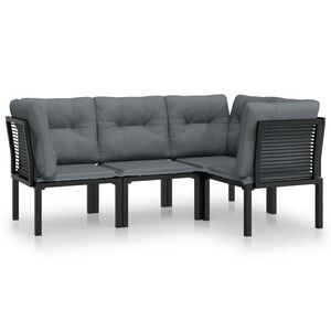 vidaXL Salon de jardin 4 pcs noir et gris résine tressée
