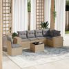 vidaXL Salon de jardin avec coussins 7 pcs beige r&eacute;sine tress&eacute;e