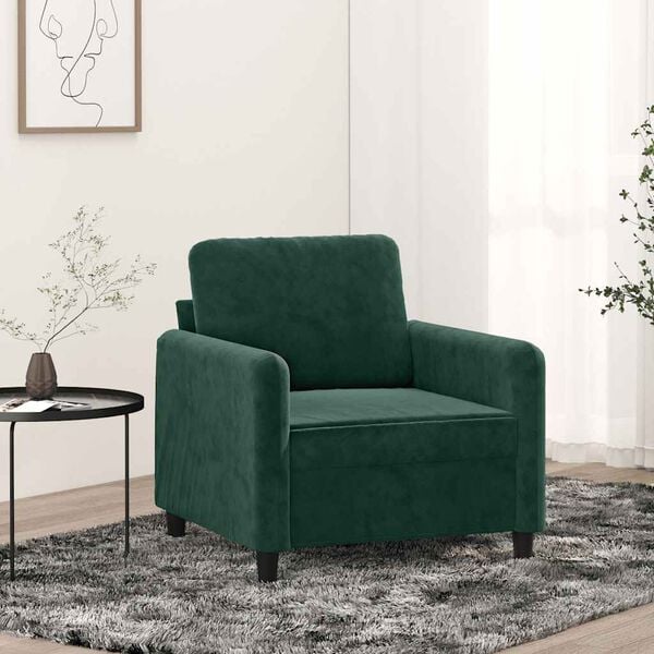 vidaXL Fauteuil Vert fonc&eacute; 60 cm Velours