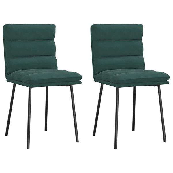 vidaXL Chaises à manger lot de 2 Vert foncé Velours