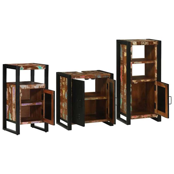 vidaXL Ensemble de mobilier de salle de bain 3 pcs Bois Recyclé Solide