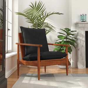 vidaXL Fauteuil noir cuir v&eacute;ritable et bois d'acacia solide