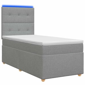 vidaXL Lit boxspring avec matelas Gris clair 90 x 190 cm Tissu