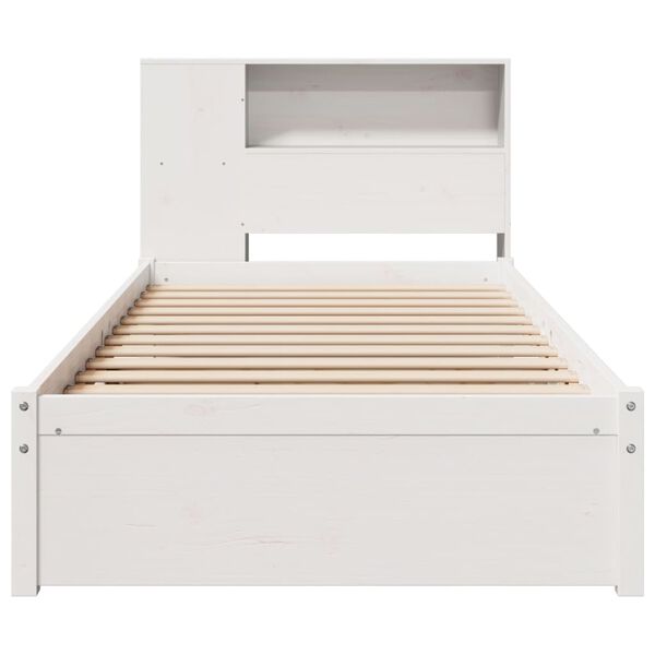 vidaXL Lit biblioth&egrave;que sans matelas blanc 100x200 cm bois pin massif