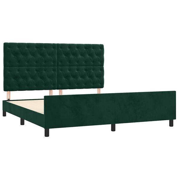 vidaXL Cadre de lit sans matelas vert fonc&eacute; 160x200 cm velours