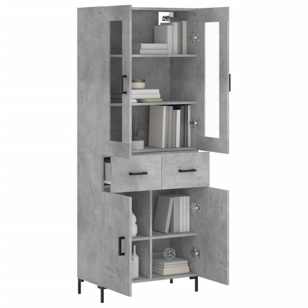 vidaXL Buffet haut Gris b&eacute;ton 69,5x34x180 cm Bois d'ing&eacute;nierie