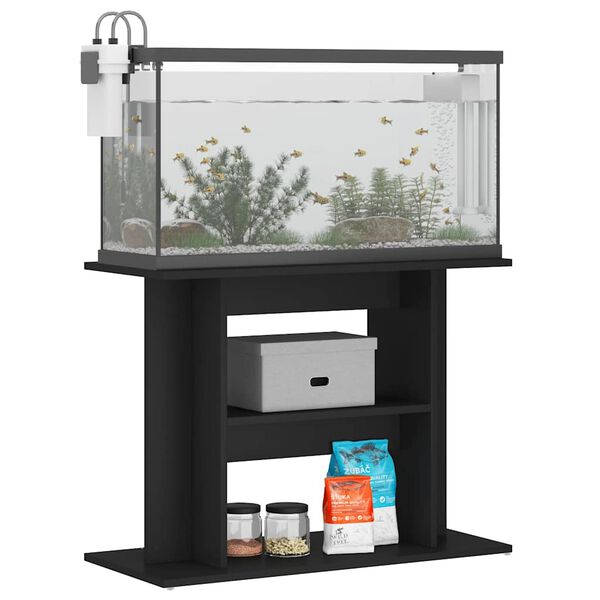 vidaXL Support pour aquarium noir 80x35x60 cm bois d'ing&eacute;nierie