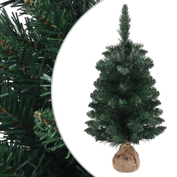 vidaXL Sapin de Noël artificiel avec support Vert 90 cm PVC