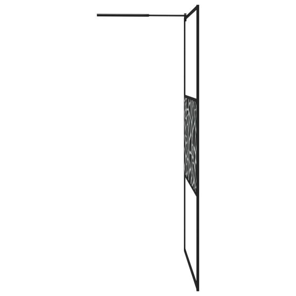 vidaXL Paroi de douche 115x195 cm Verre ESG avec design de pierre Noir