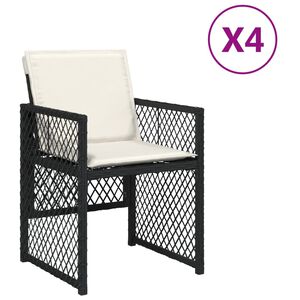 vidaXL Chaises de jardin lot de 4 avec coussins noir r&eacute;sine tress&eacute;e