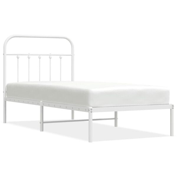 vidaXL Cadre de lit métal sans matelas avec tête de lit blanc 90x190cm