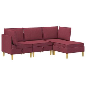 vidaXL Canap&eacute; modulaire avec rangement 4 pc Bordeaux Tissu