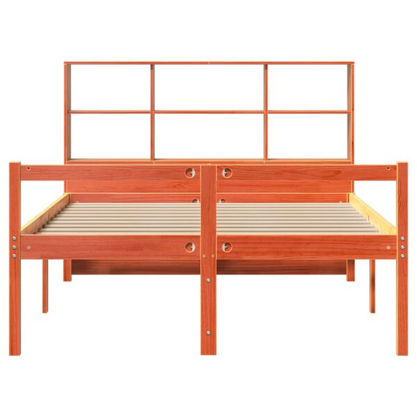 vidaXL Lit bibliothèque sans matelas cire marron 135x190cm bois massif
