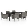 vidaXL Ensemble &agrave; manger de jardin coussins 7pcs Gris et noir