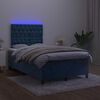 vidaXL Sommier &agrave; lattes de lit matelas et LED Bleu fonc&eacute; 120x200 cm