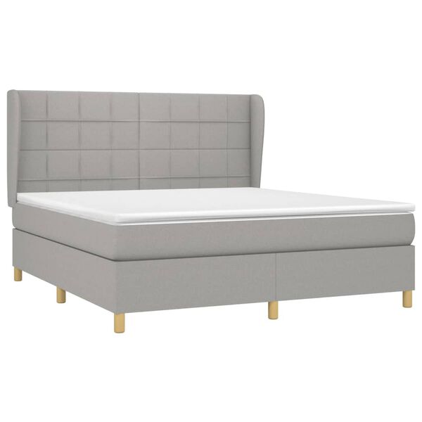 vidaXL Sommier &agrave; lattes de lit avec matelas Gris clair 160x200cm Tissu