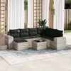 vidaXL Salon de jardin 8 pcs avec coussins gris clair r&eacute;sine tress&eacute;e