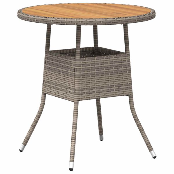 vidaXL Table de D&icirc;ner avec stockage Gris et Acacia 70 x 70 x 73 cm